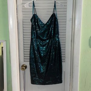 Dark green sequin party dress